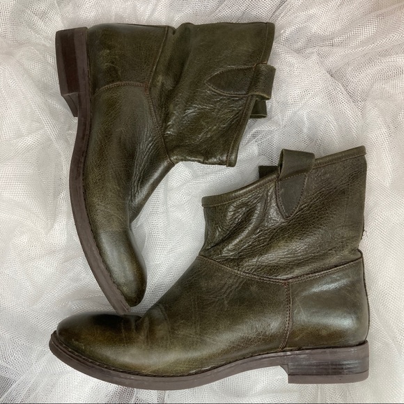 Miz Mooz Shoes - LAST CHANCE Miz Mooz Green/Tan Leather Ankle Boots